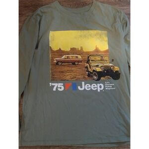 Jeep '75 CJ-5 Cherokee Pickup Wagoner Graphic Long Sleeve Kids‎ XXL Olive Green